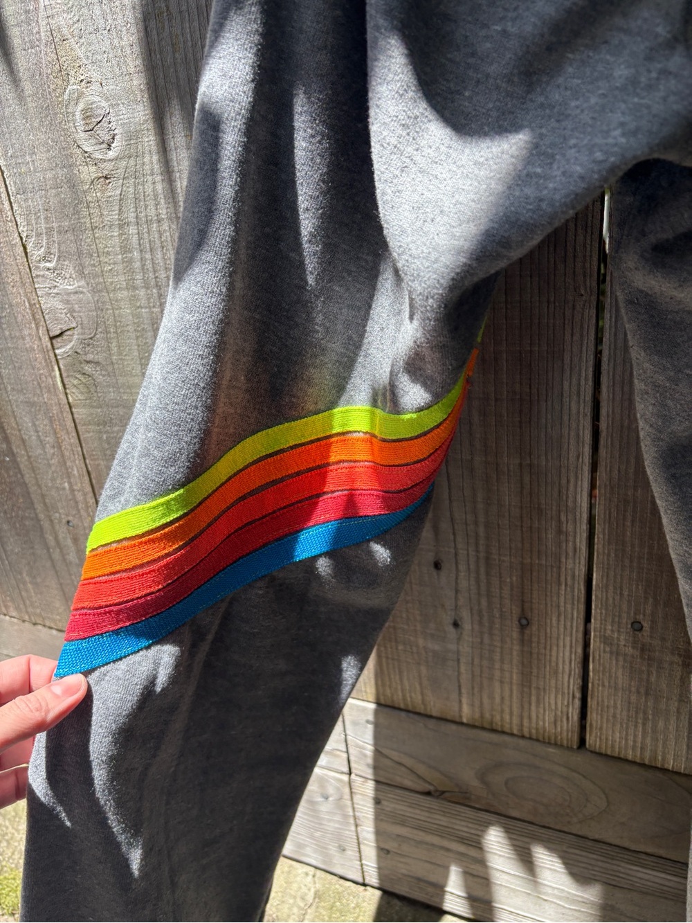Aviator Nation Gray Joggers with Neon Rainbow Side Stripe - Picture 9 of 10